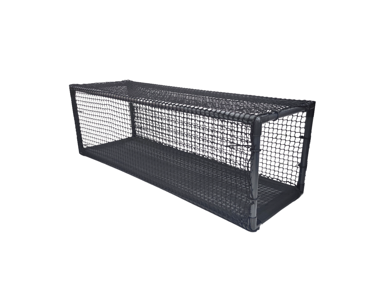 Black PVC cat tunnel on a white background