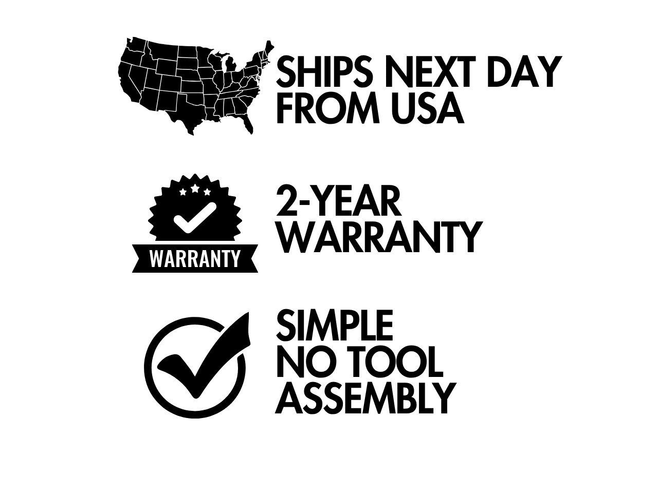 Three black text callouts on a white background: a U.S.