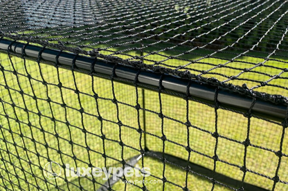 Close of of cat enclosure netting and frame