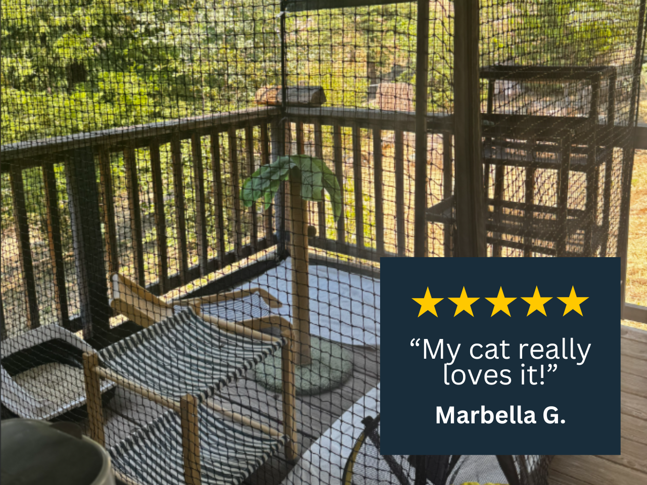 Cat enclosure with a five-star review from Marabella G.