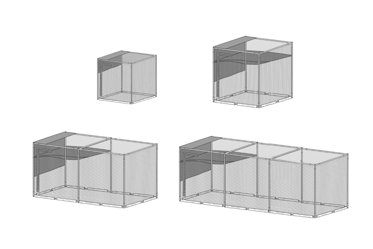 Range of cat enclosures hand drawn