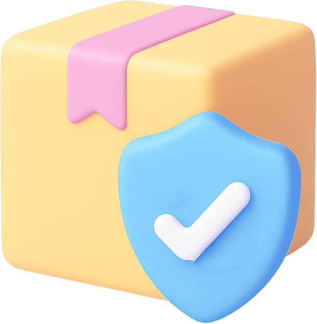Yellow block with a blue check mark and pink banner on a transparent background